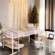 preview thumbnail 1 of 14, Twin Size Metal Loft Bed with Desk and Shelves, Space-Saving Design Children's Bed With Guardrail,Rolling Desk,White White