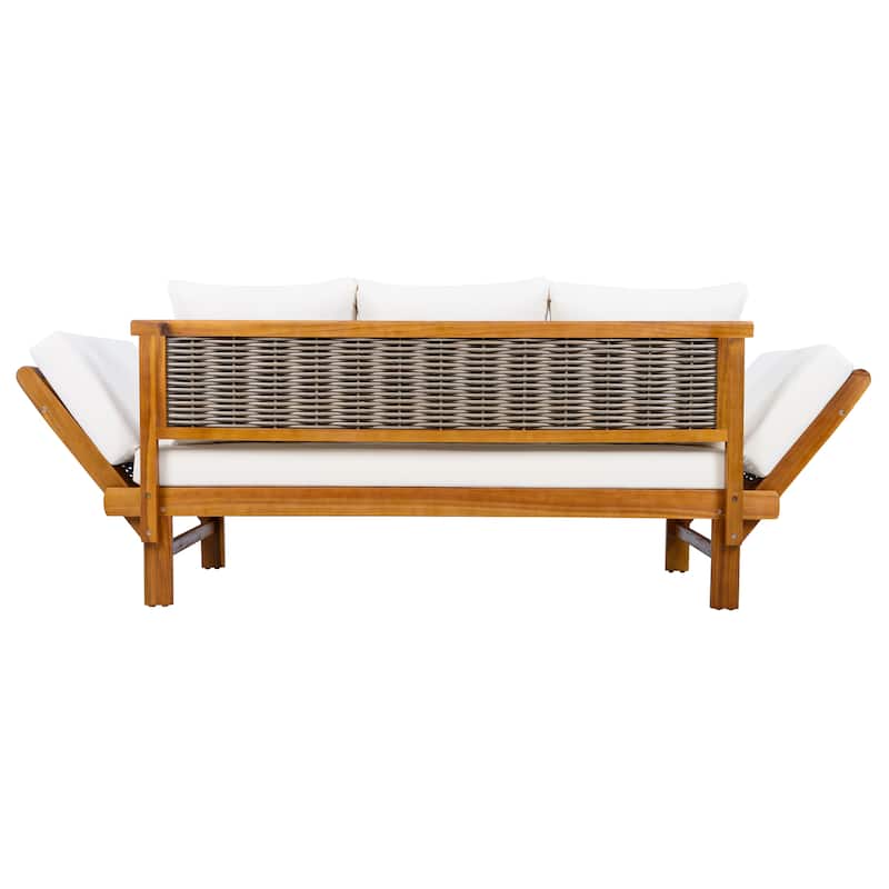 Christopher Knight Home - Teak Haven Outdoor Wooden Wicker Daybed with Adjustable Armrests