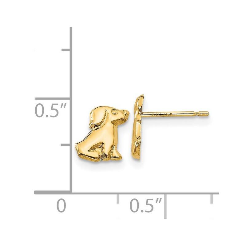 Curata Solid 14k Yellow Gold Childrens Polished Dog Post Earrings (5mmx8mm) - Orange