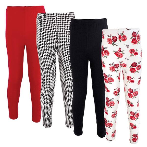 slide 1 of 1, Hudson Baby Infant Girl Cotton Leggings 4pk, Red Rose 0-3 Months - Red Rose