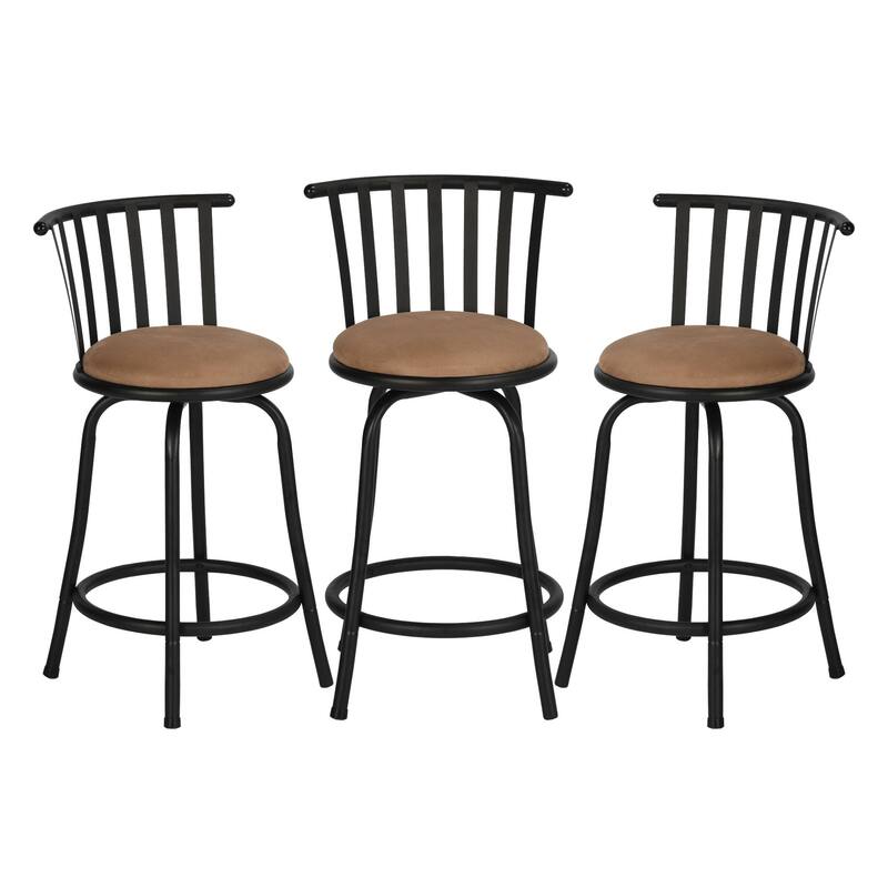 HomyLin Country Style Swivel Barstools for Kitchen Island Pub, Brown