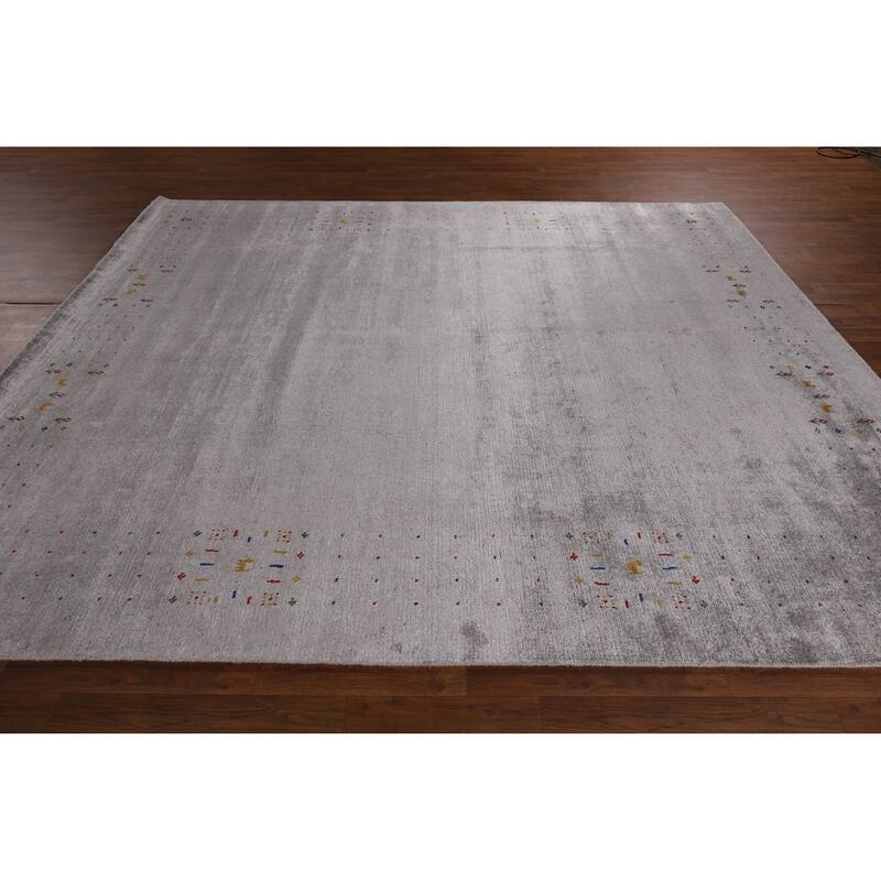 Tribal Gabbeh Oriental Area Rug Handmade Silk Carpet - 7'11" x 9'9"