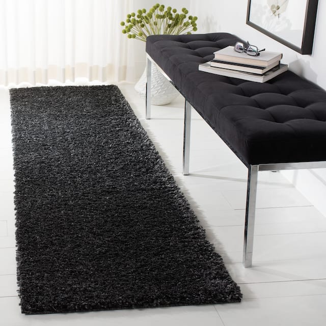 SAFAVIEH August Shag Solid 1.2-inch Thick Area Rug - 2'3" x 10' Runner - Charcoal
