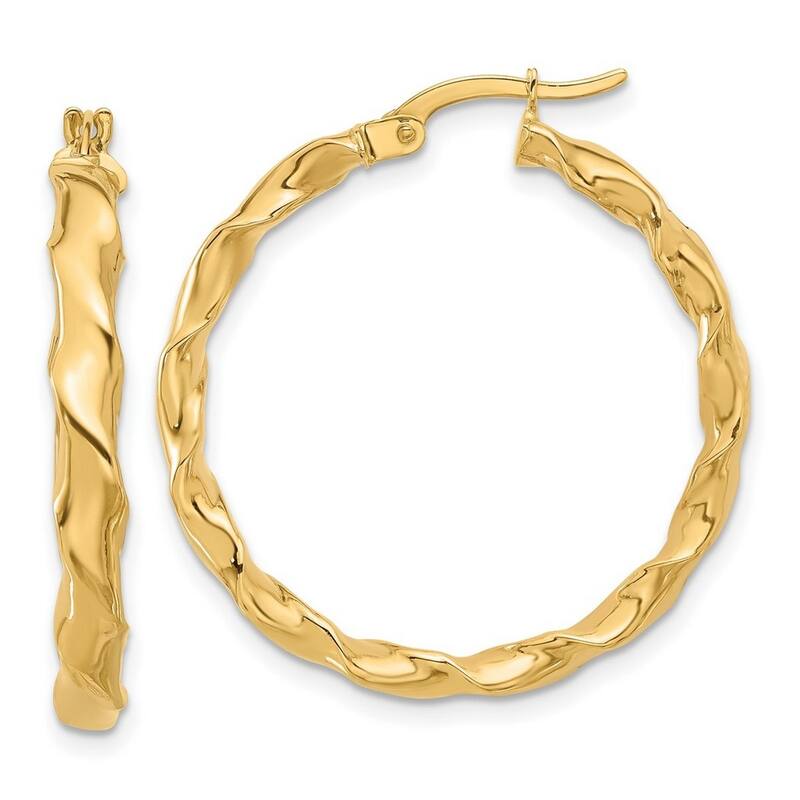 Curata 14k Yellow Gold Polished Twisted Hoop Earrings - 30.18x29.75mm