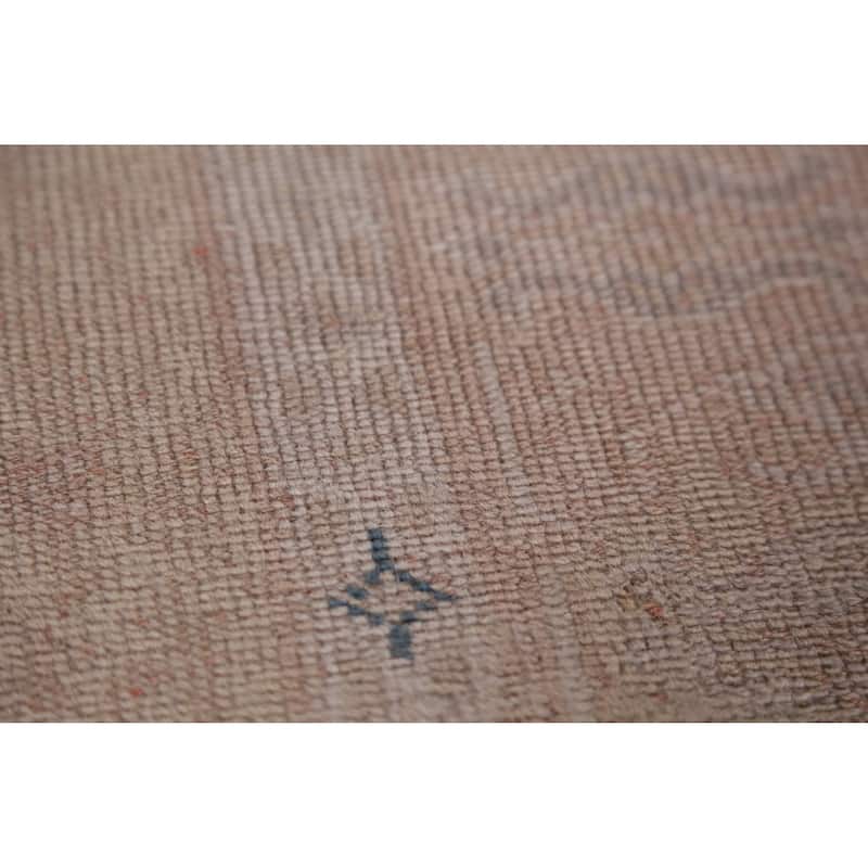 Hand Knotted Oriental 100% Wool Carpet Transitional Geometric Peach Oushak Runner Rug - 13' 8'' X 2' 4''