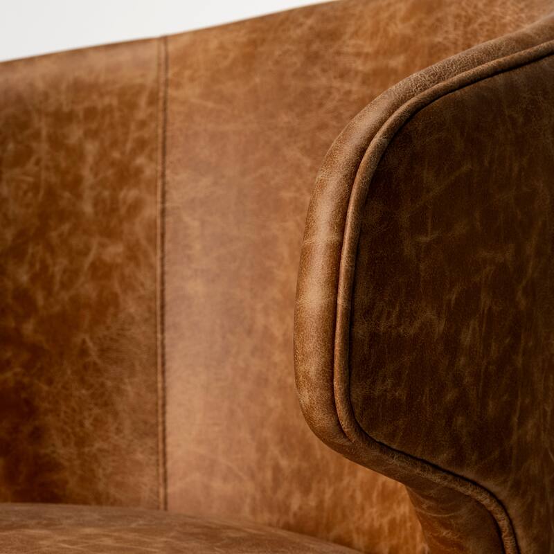 Niles Brown Faux Leather Seat w/Brown Wooden Legs Dining Chair - 23"W x 24"D x 32"H