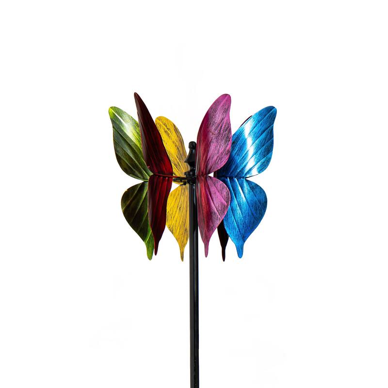 65" Metal Wind Spinner, Colorful Butterfly