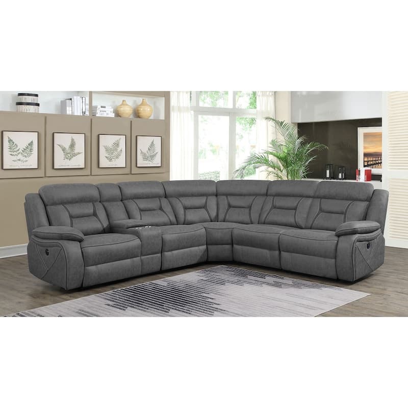 Higgins Upholstered Power Reclining Sectional Sofa Grey