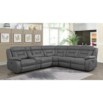 Higgins Upholstered Power Reclining Sectional Sofa Grey