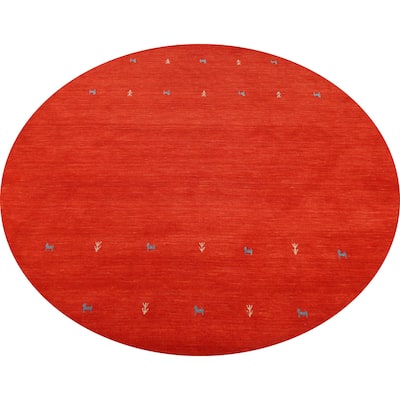 Hand Knotted Oriental 100% Wool Carpet Tribal Animal Pictorial Oranges & Rust Gabbeh Area Rug - 6' 6'' X 6' 6''