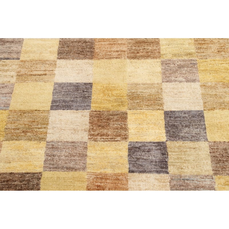 Checkered Gabbeh Kashkoli Oriental Area Rug Hand-knotted Wool Carpet - 3'11" x 5'7"