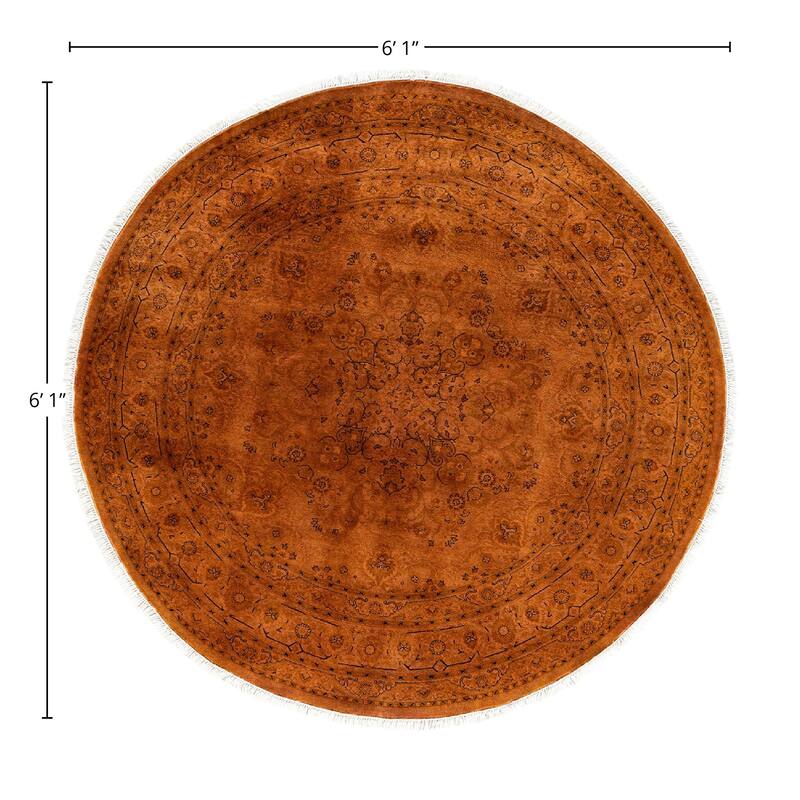 Overdyed, One-of-a-Kind Hand-Knotted Area Rug - Gold - 6' 1" x 6' 1"