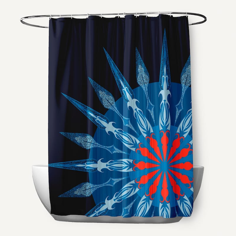 71 x 74-inch Sailor's Delight Geometric Print Shower Curtain - Navy