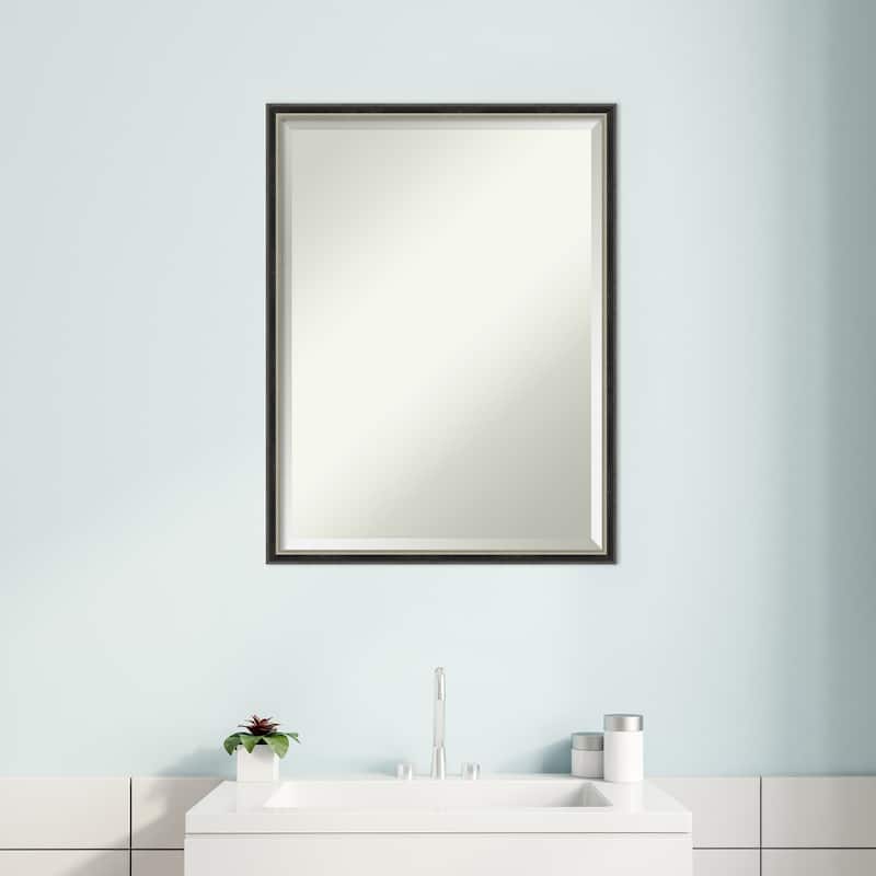 Theo Narrow Beveled Wood Framed Bathroom Vanity Wall Mirror