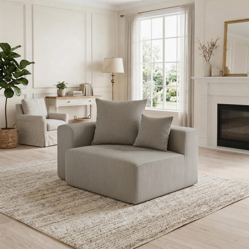 51"W Oversized Modular No Assembly Corduroy Accent Corner Chair