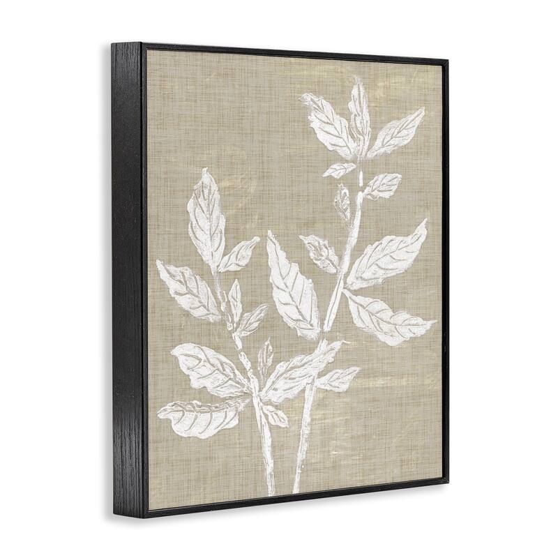 Stupell Boho Leaves on Natural Pattern Framed Giclee Art Design By Melissa Wang