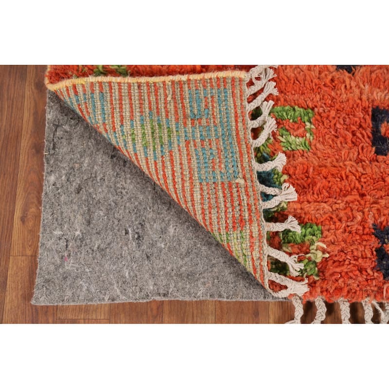 Orange Moroccan Oriental Area Rug Handmade Wool Carpet - 6'1" x 9'6"