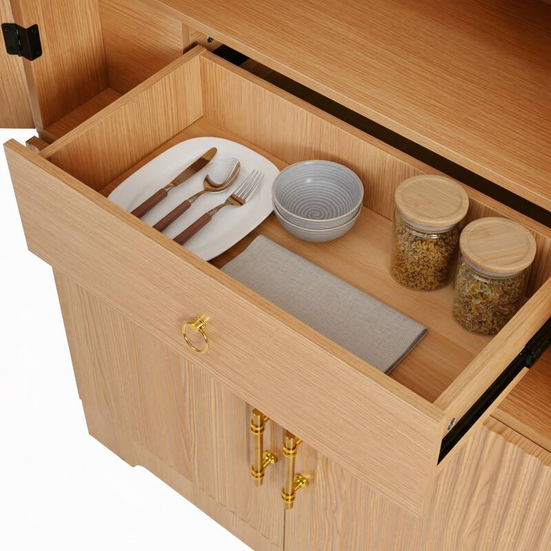 Arched 72" Tall Kitchen Pantry Cabinet with 8 Door Shelves and 3 Adjustable Shelves for Kitchen Storage Solutions