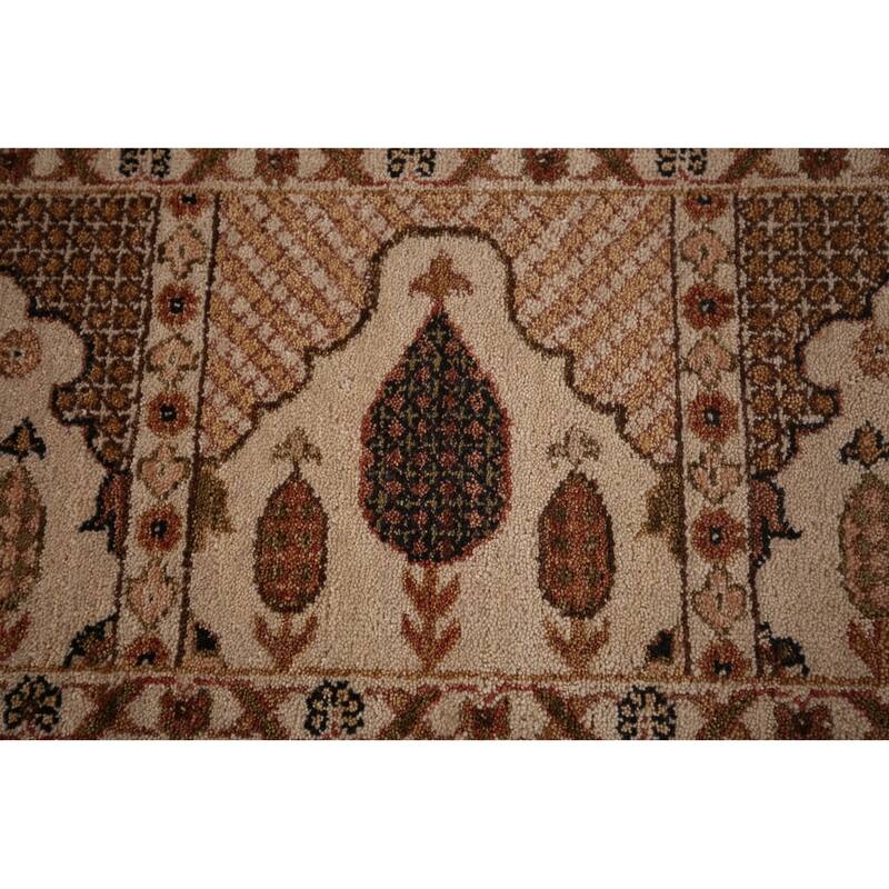 Brown Floral Agra Indian Area Rug Handmade Wool Carpet - 9'2" X 11'10"