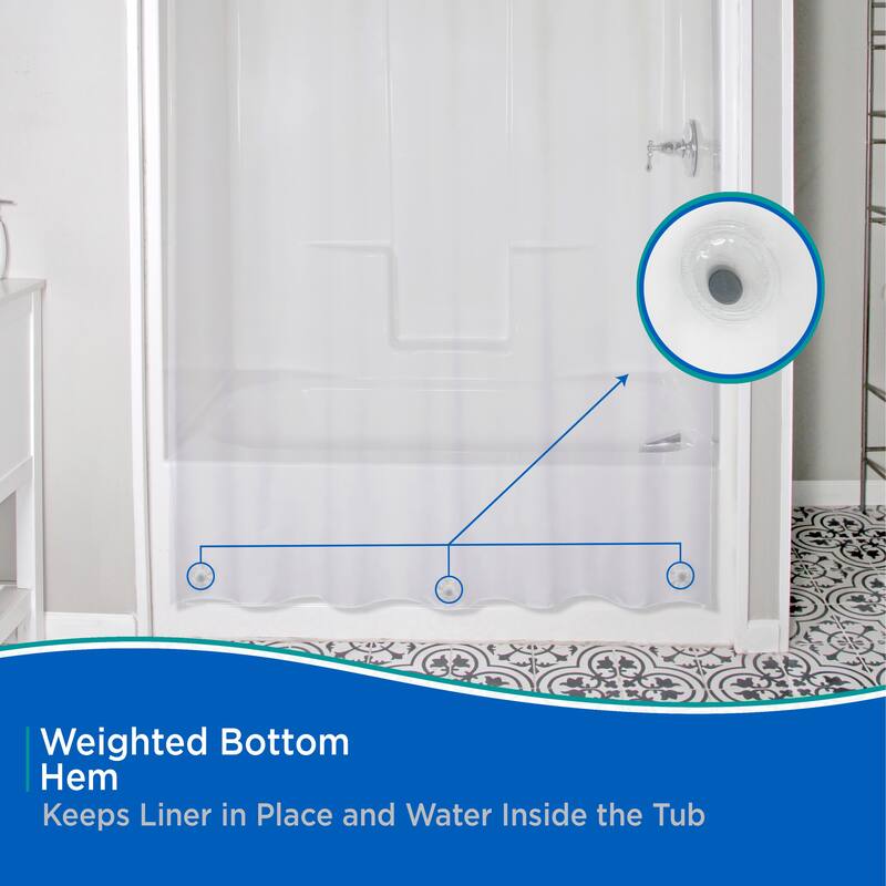 Kenney Medium Weight PEVA Shower Curtain Liner, 70" W x 72" H, 2-Pack