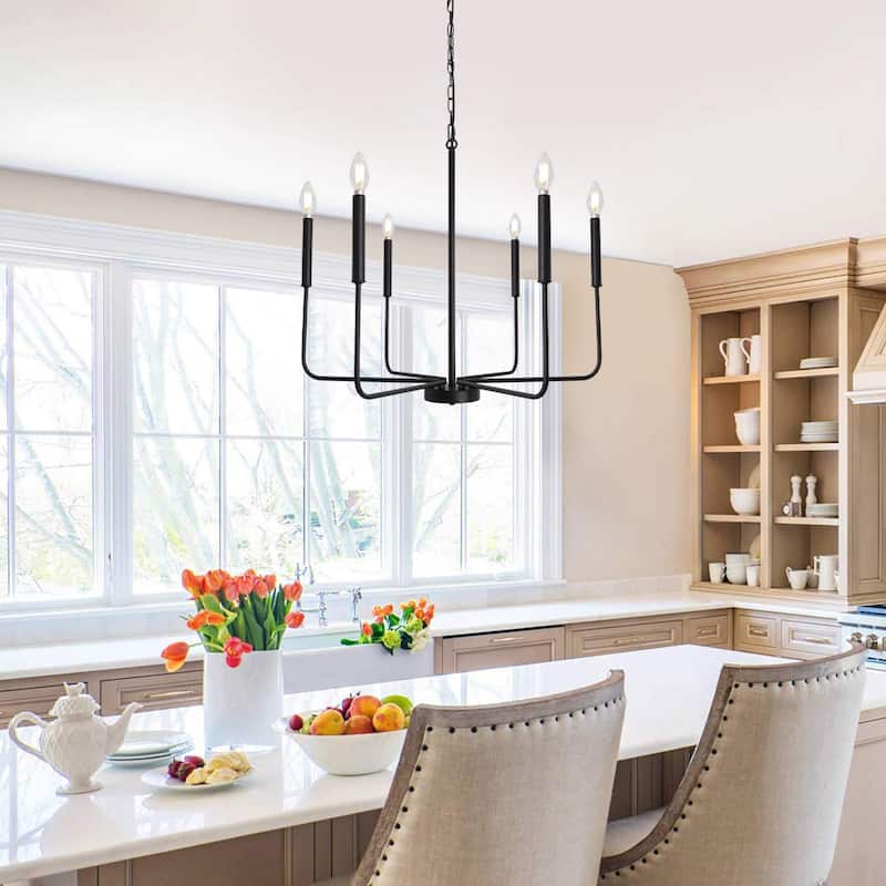 6-Light W26.18" x H66.92" Candle Chandelier for Living Room Kitchen Island