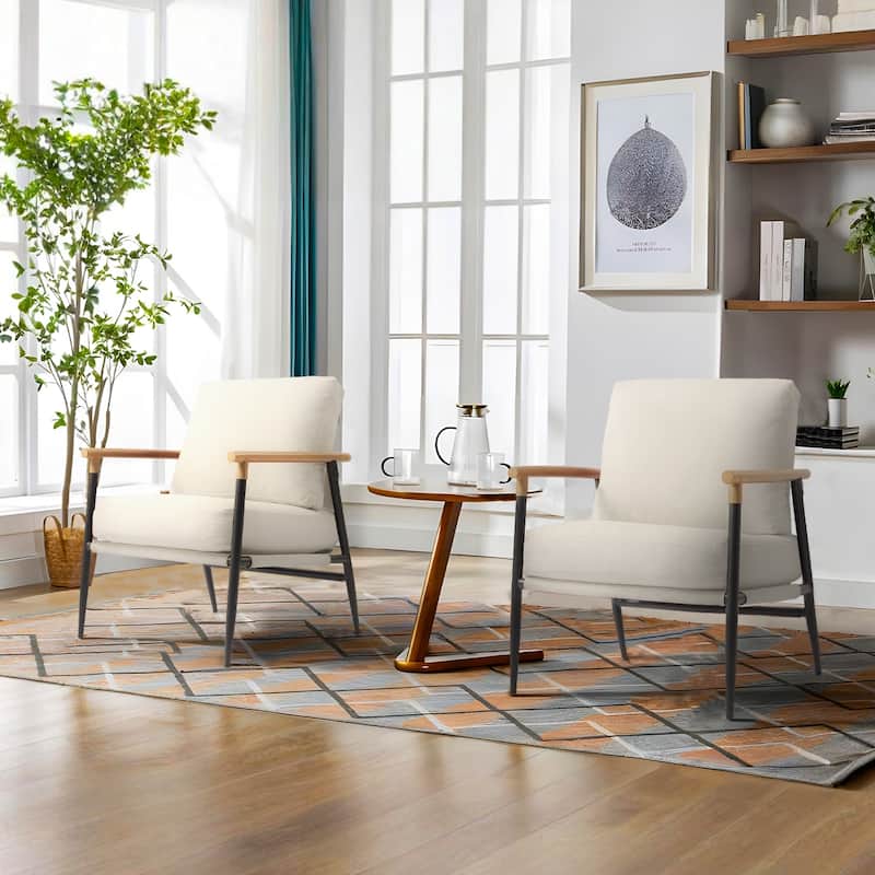 Modern Industrial Metal Frame Upholstered Accent Chair Armchair