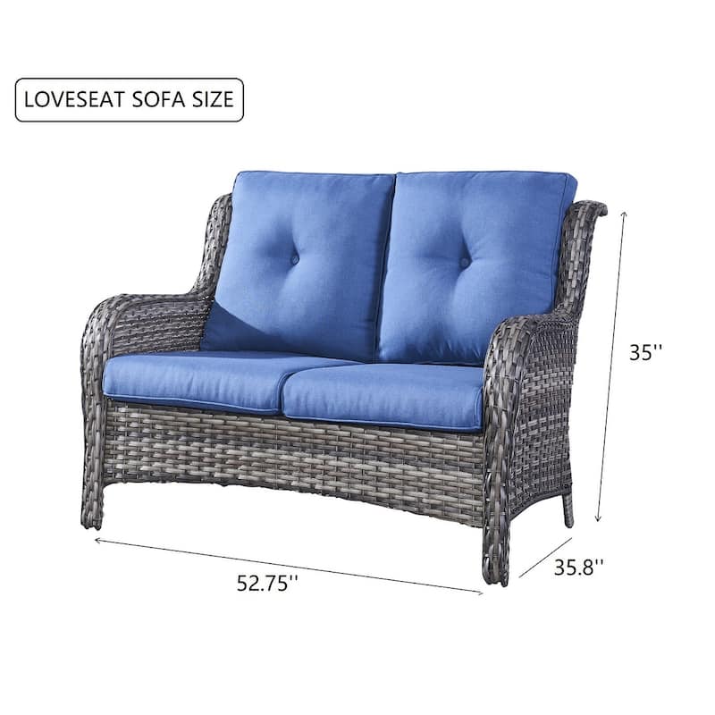 Gymojoy Outdoor Wicker Loveseat Sofa with Cushion Patio Rattan Sofa