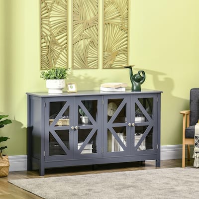 Modern Sideboard Cabinet with Tempered Glass Doors, Adjustable Shelves, and Versatile Storage for Home