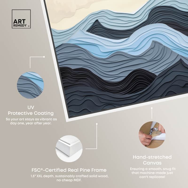 Art Remedy Waverly Framed Blue Abstract 1 Piece Canvas Wall Art