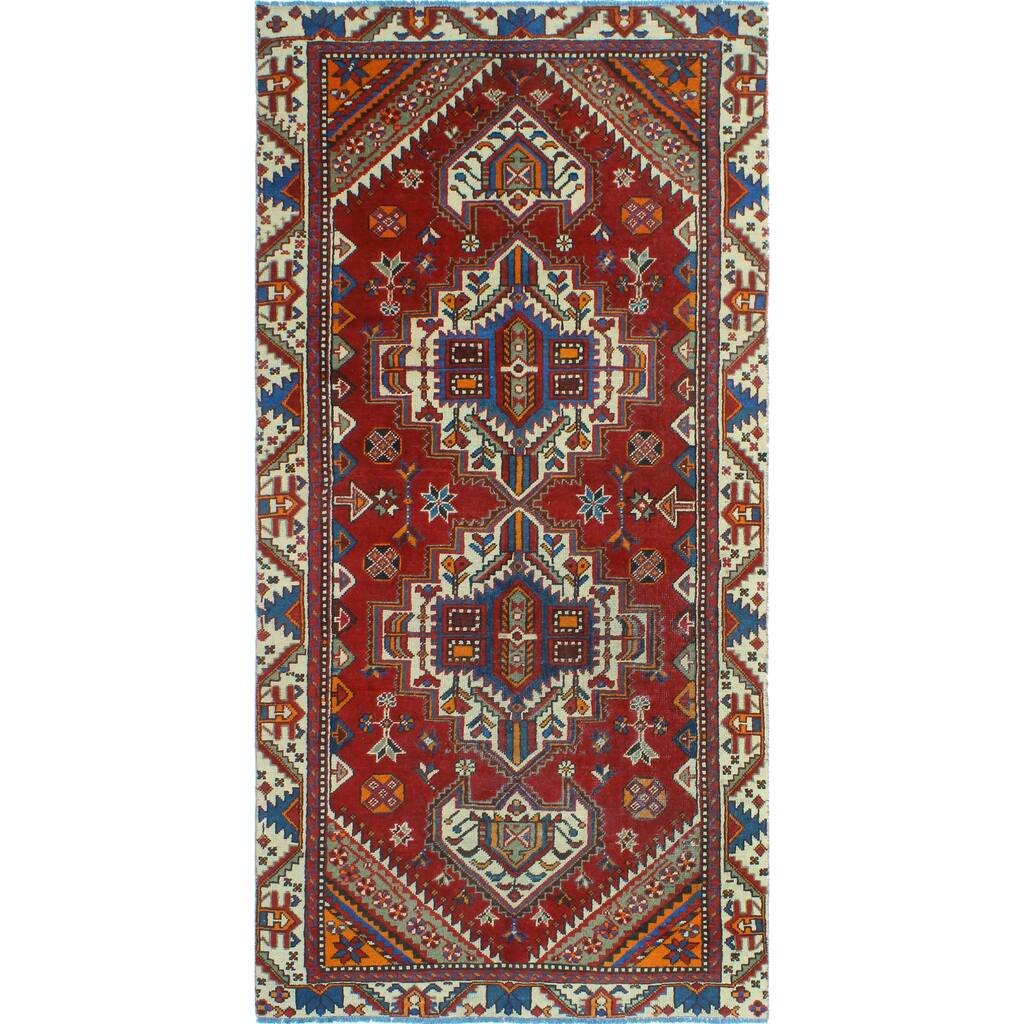 Fine Vintage Bakhtiari Hadi Red/Ivory Rug - 4'8" x 9'11"