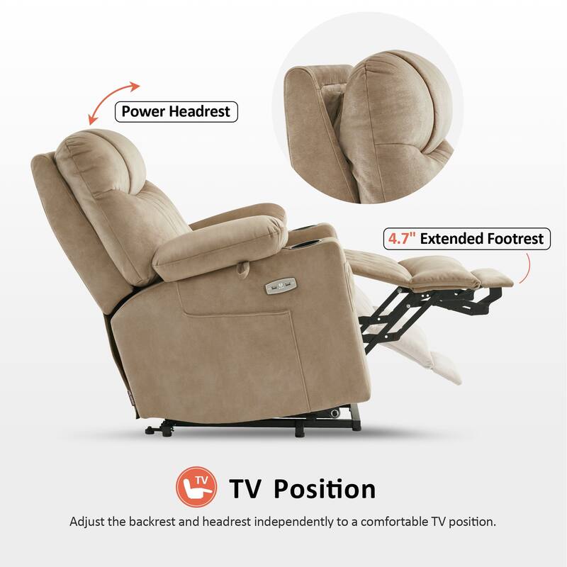 MCombo Small Dual Motor Power Lift Recliner Chair with Massage,Dual Heating, Adjustable Headrest, Fabric 7222