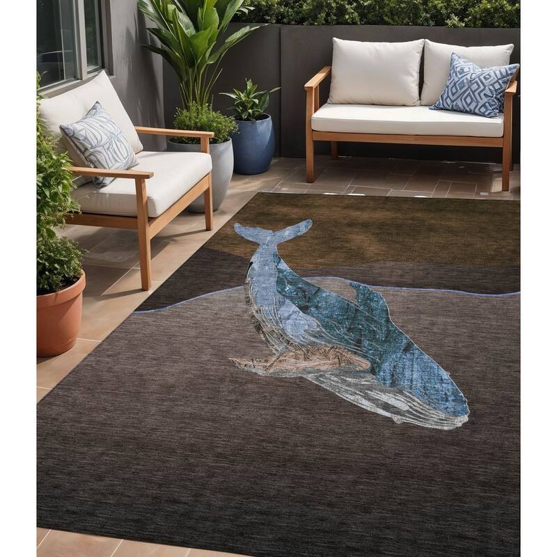 HomeRoots Animal Print Transitional Rectangle Outdoor Rug - 5' X 8'