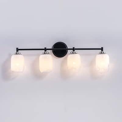 Vidalite Seren 4-Light Matte Black Wall Sconce with Handmade Glass Shades and Rotatable Lights, Modern Style Wall Lamp