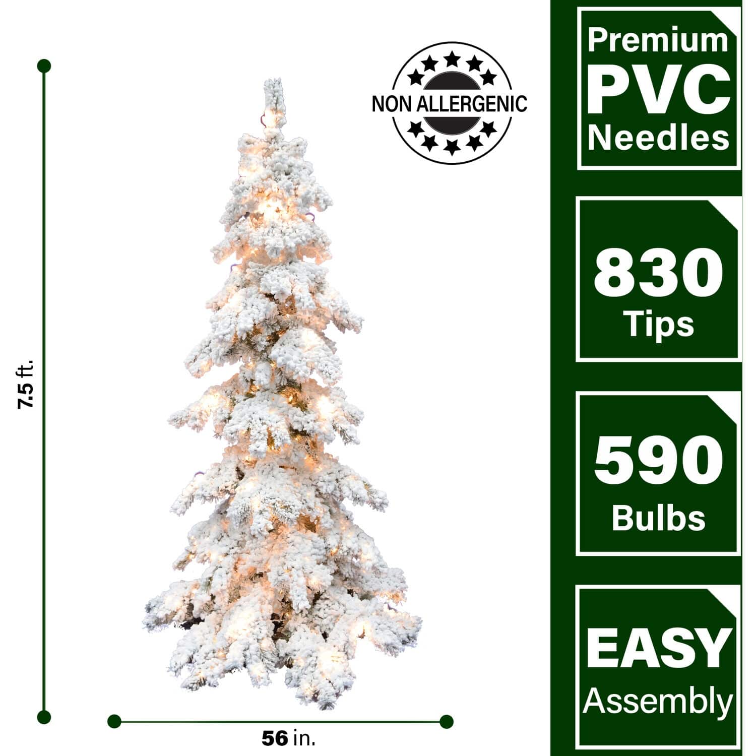 Fraser Hill Farm 7.5ft. Elk Mountain Snow Flocked Christmas Tree On