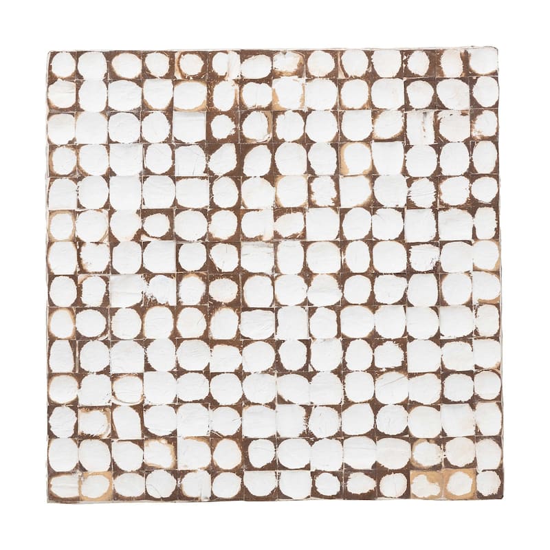 Janella Bohemian Coconut Shell and Acacia Wood End Table