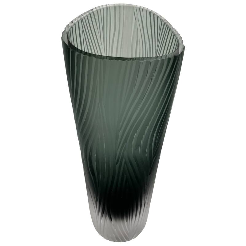 13" High Premium Contemporary Glass Vase in Grayish Blue