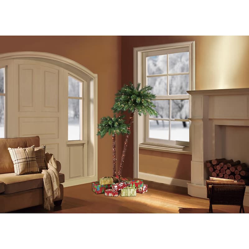 Puleo International Pre-Lit Artificial Palm Tree