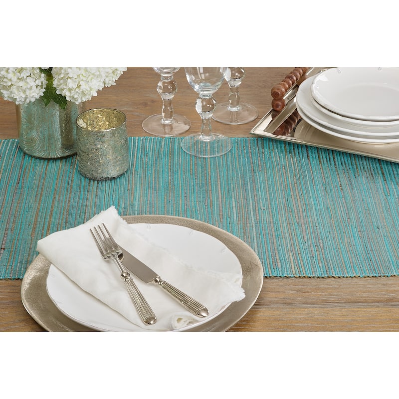 Nubby Table Runner With Shimmering Woven Design