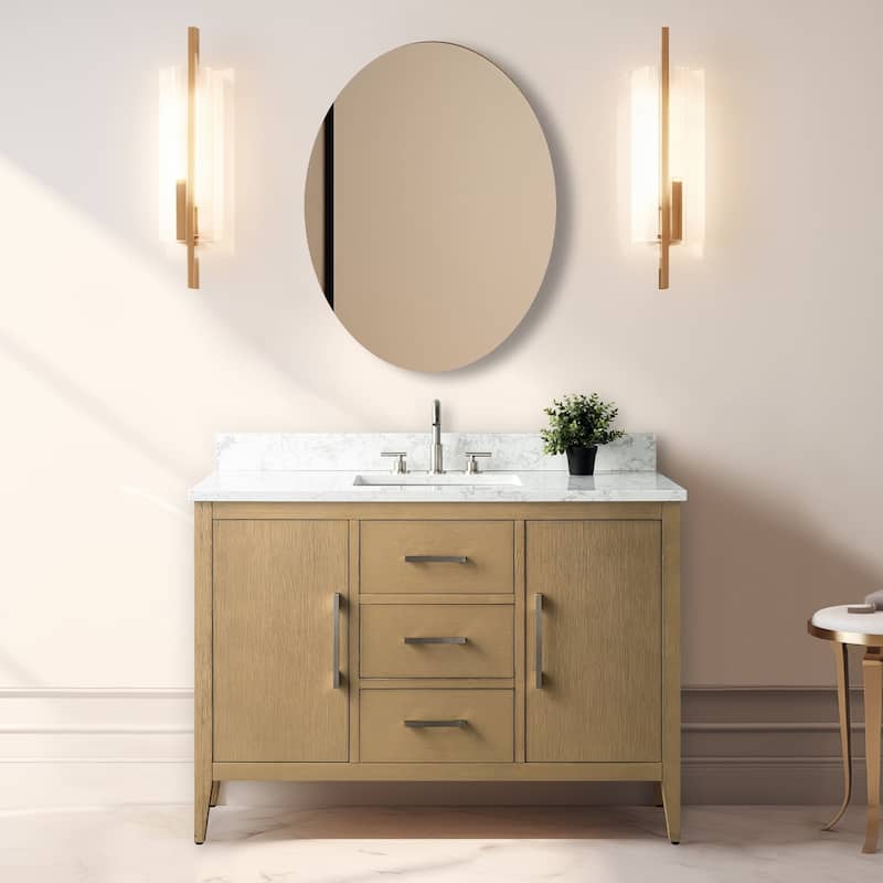 Vanity Art 48" Single Sink Bathroom Vanity Cabinet with Engineered Marble Countertop