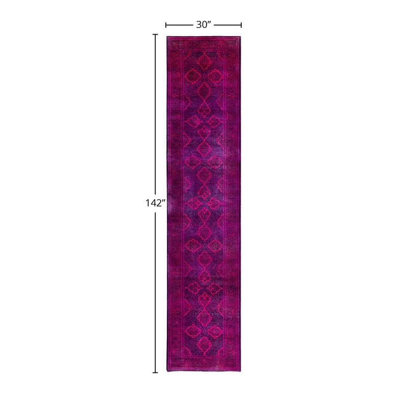 Contemporary Overdyed Wool Hand Knotted Runner - 2' 6" x 11' 10"
