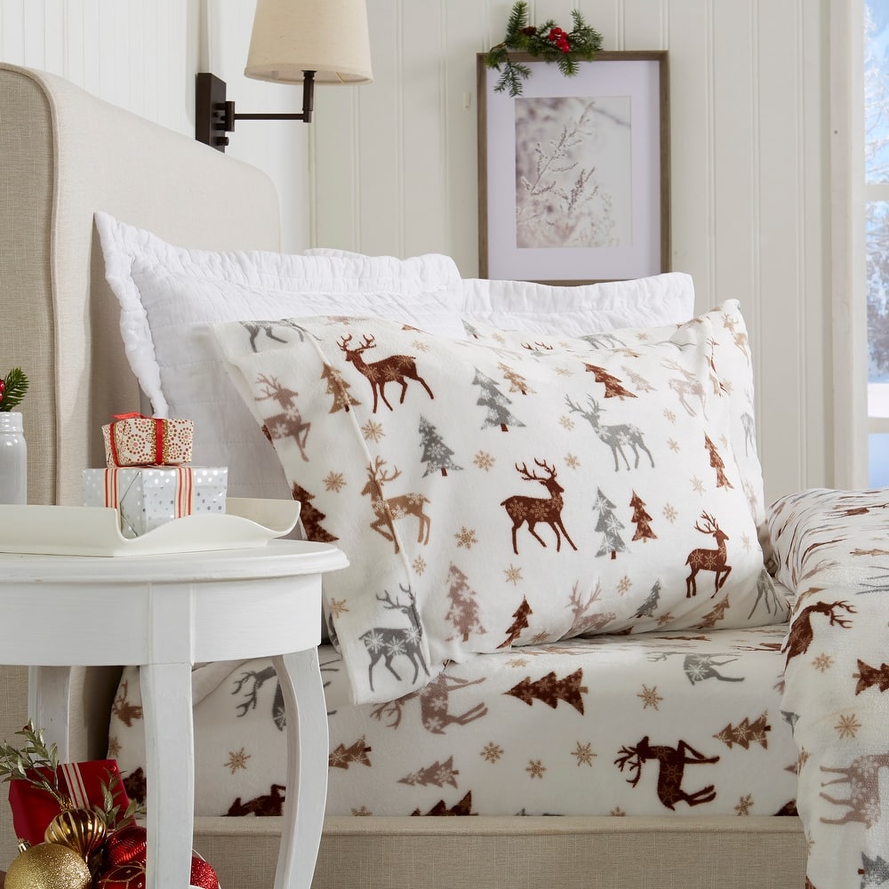 Rustic Lodge Velvet Plush 4-Piece Sheet Set