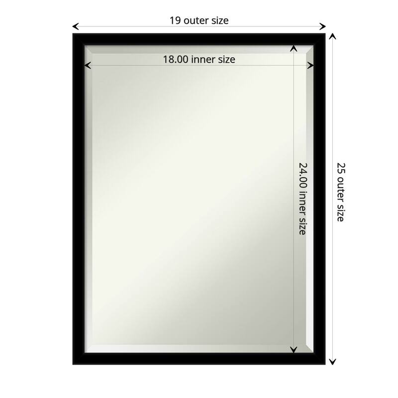 Beveled Bathroom Wall Mirror - Jet Frame - Outer Size: 19 x 25 in - Jet Black