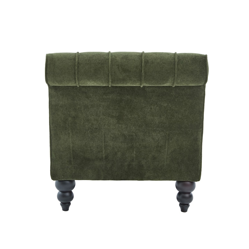Christopher Knight Home - Classic Indoor Velvet Upholstered Button-Tufted Chaise Lounge Chair with Solid Wood Legs - 54.5"L