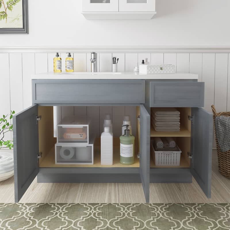 Vanity Art 48" Birch Freestanding Bathroom Vanity Cabinet without Top