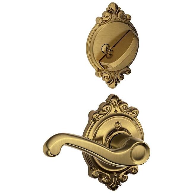 Schlage Flair Right Handed One-Sided Dummy Interior Pack with - Antique Brass