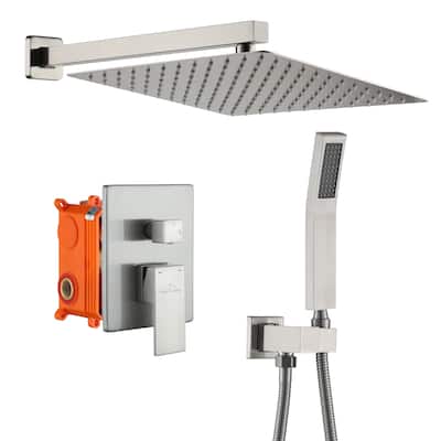2.5 GPM 12 in. Wall Mount Dual Shower Heads with Pressure Balance Valve
