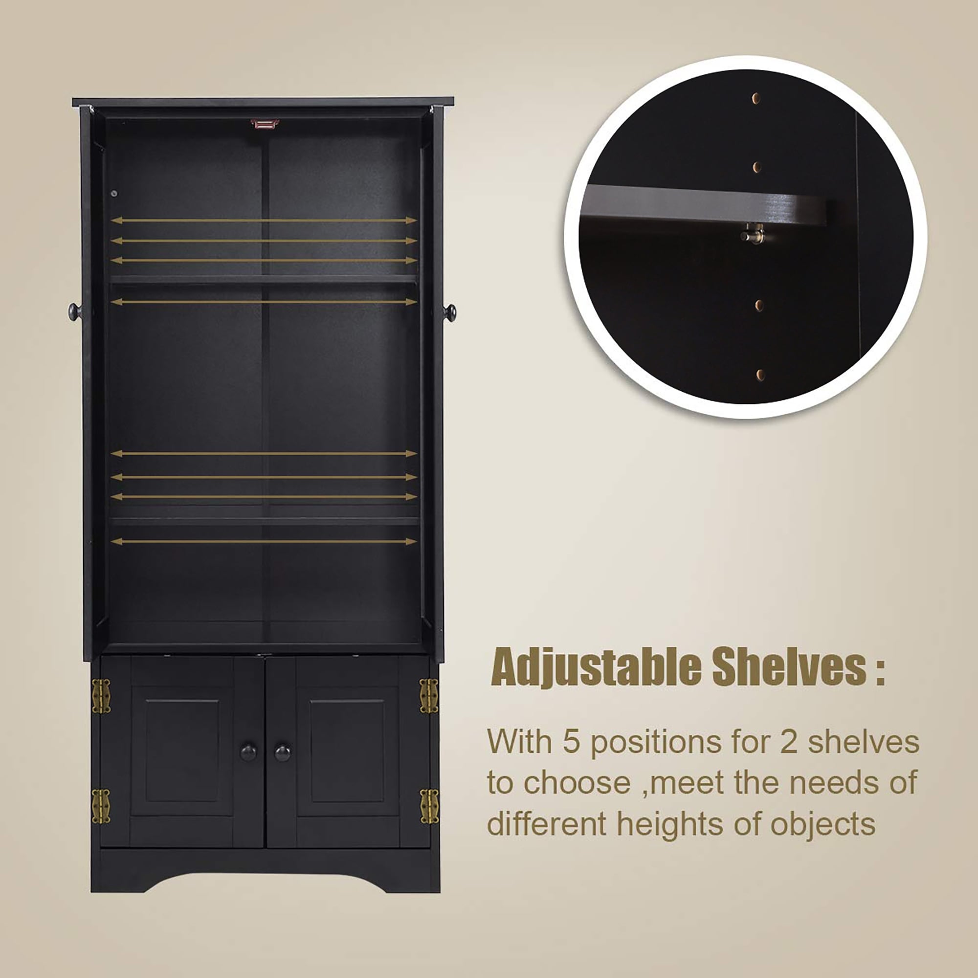 Costway accent storage store cabinet adjustable shelves