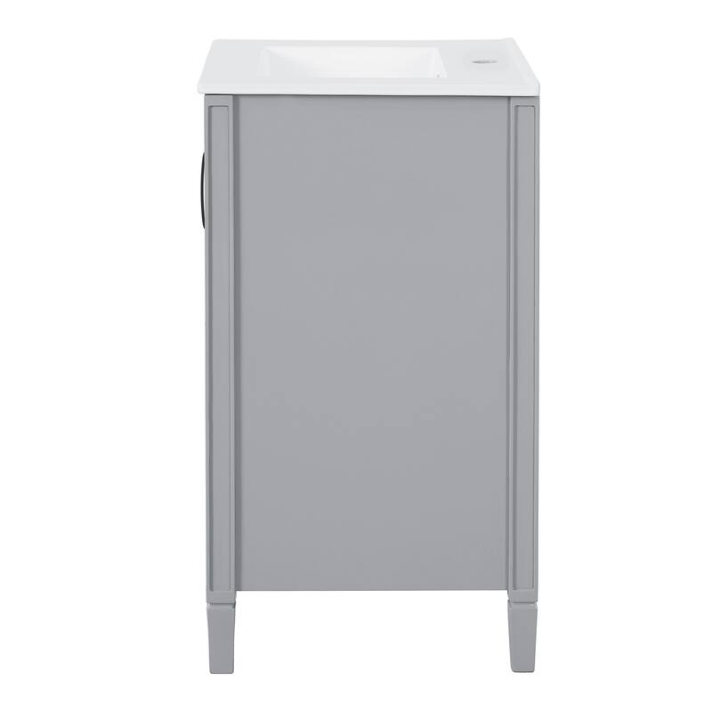 20 Inch Black Bathroom Vanity Ceramic Sink Soft Close Door U Shaped Shelf Small Bathrooms