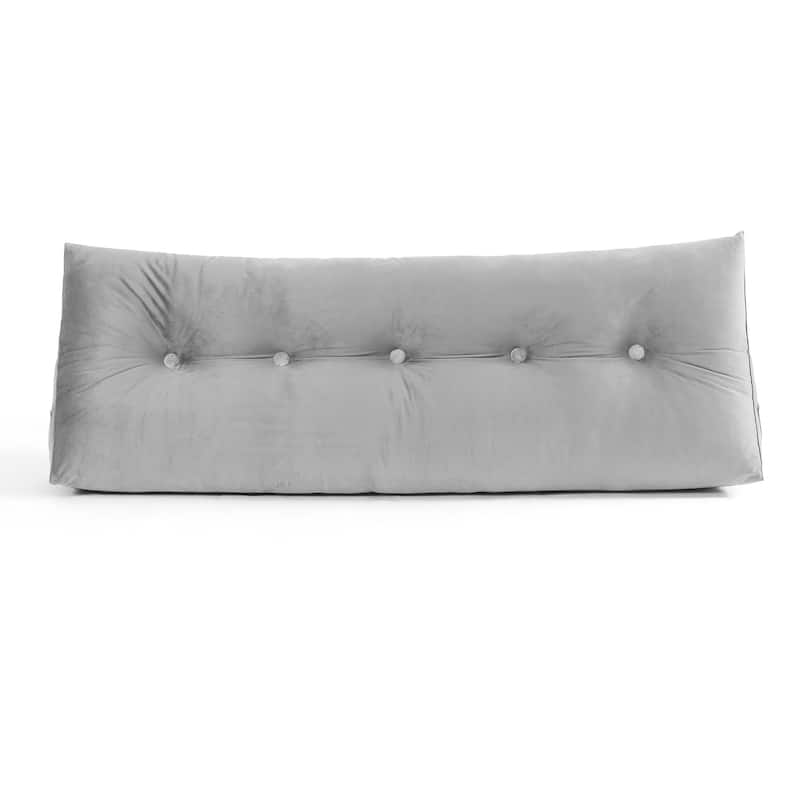 Triangle Headboard Wedge Pillow with Side Pockets - Grey - Full