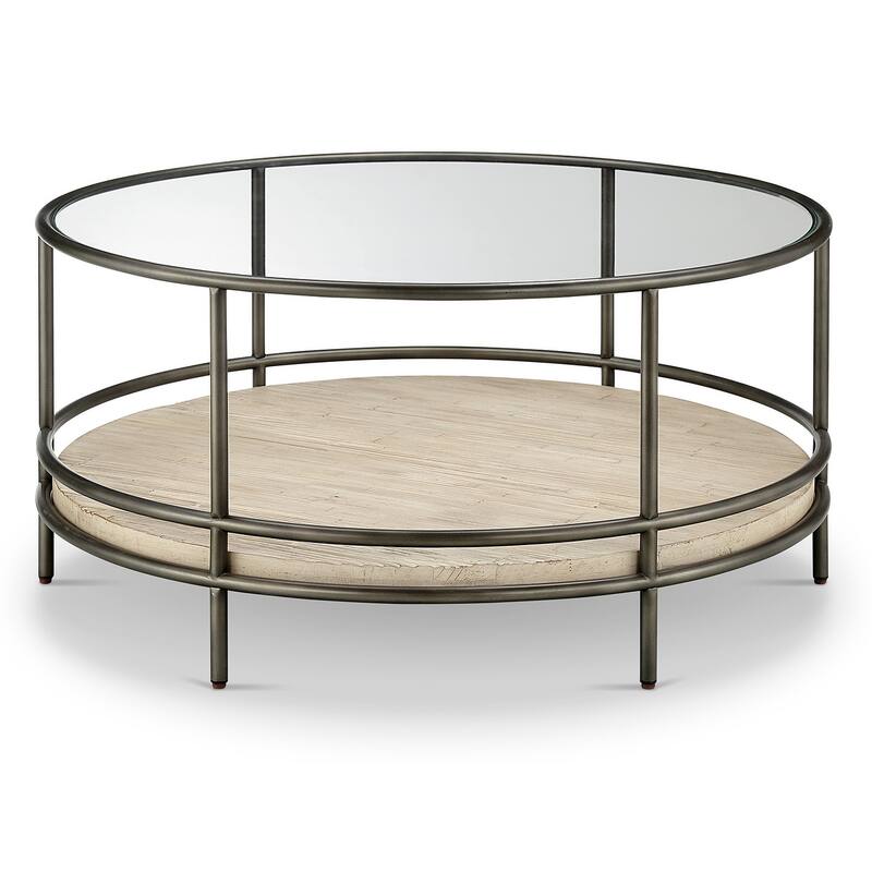 Magnussen Home Cena Natural and Vintage Bronze Round Cocktail Table - 38''W x 38''D x 18''H
